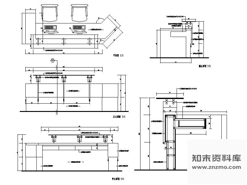 图块/节点医院候诊厅导医台详图 家具节点