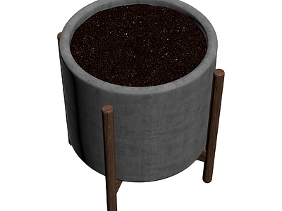 混凝土花盆带木支架