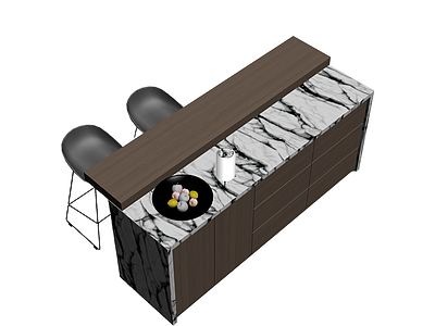 现代吧台与吧椅组合