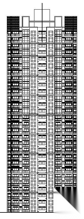 青岛某花园小区高层塔式住宅建筑方案图(3#4#楼)