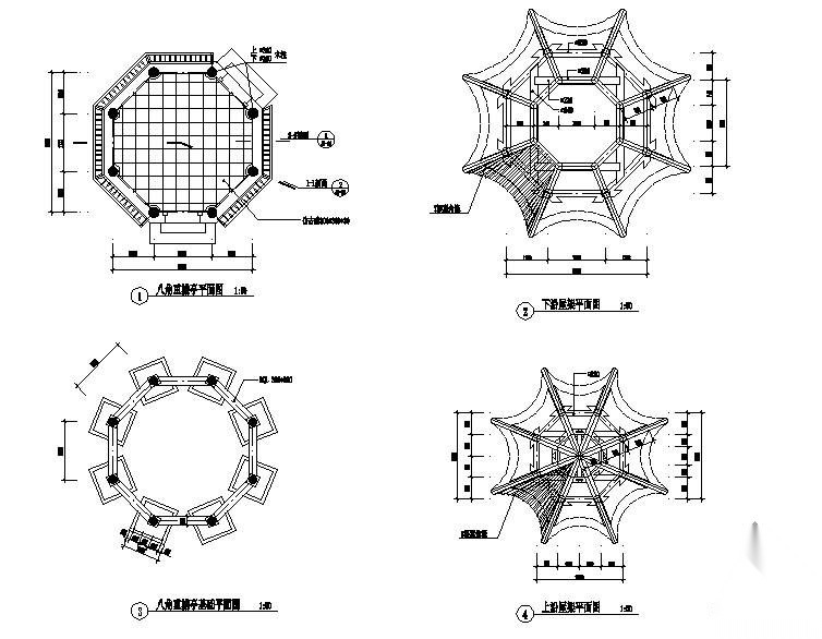 某重檐八角亭节点构造详图