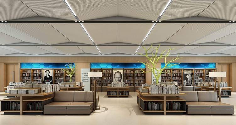 现代一层新书展示厅书店