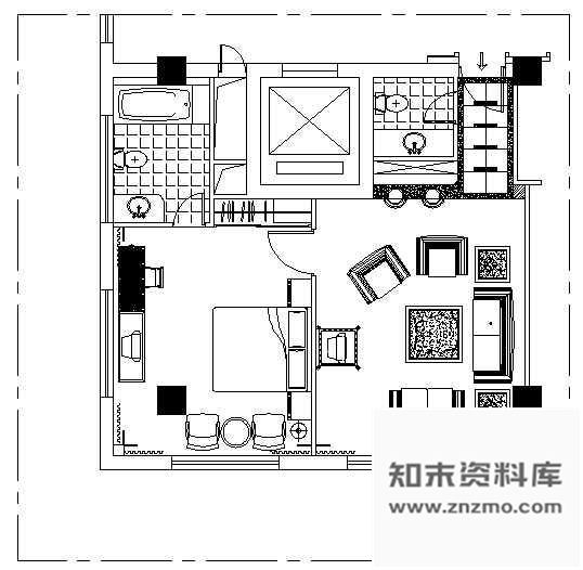 施工图一些标准客房的家私布置图