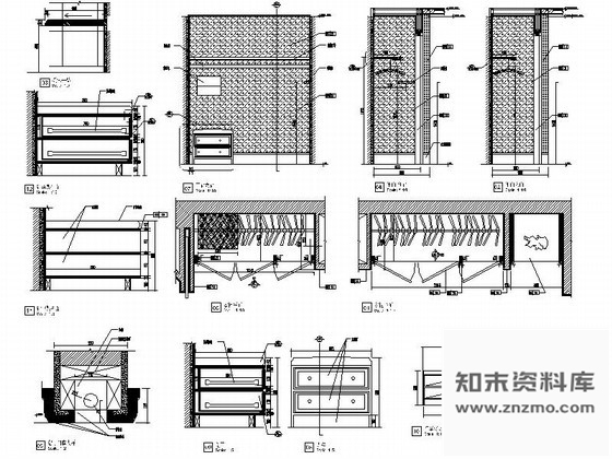 图块/节点套房入口玄关行李衣柜架详图 柜类