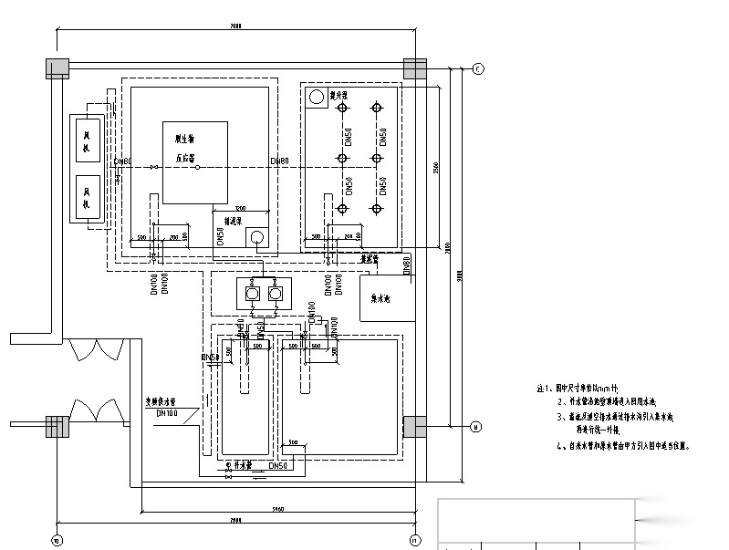 某市水利局办公楼中水回用处理工程图纸（CAD）