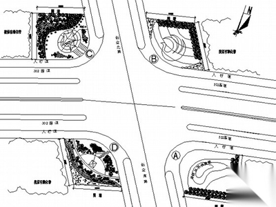 道路路口景观设计施工图 景观