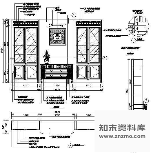 图块/节点书柜详图 柜类 家具节点详图