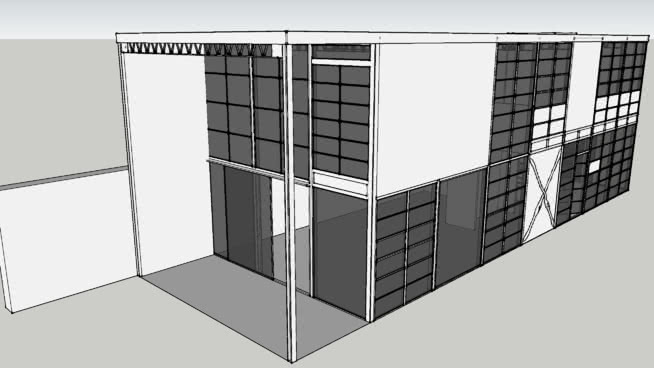 建筑：Modo建模的查尔斯伊姆斯在SketchUp的房子 书柜 室外 柜子 家具 书桌