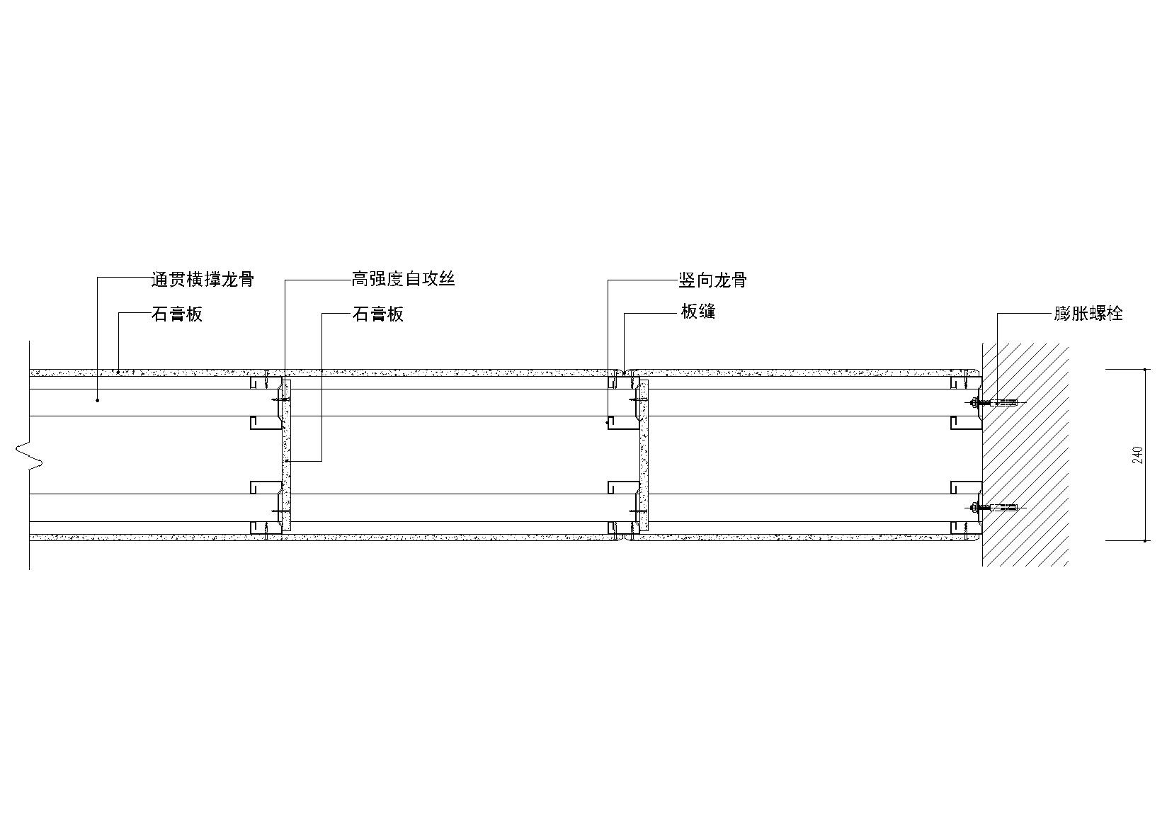 暗架矿棉板，隔墙龙骨，槽钢，石材挂件等 墙面节点