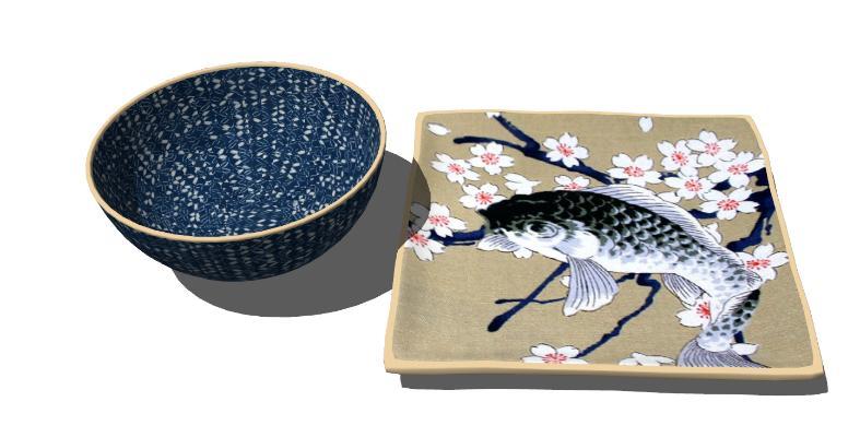 现代青花碗碟组合