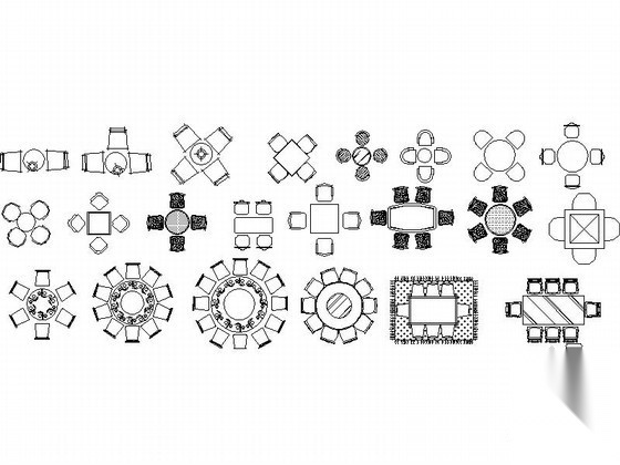 各式会议桌椅及沙发餐桌CAD图块下载