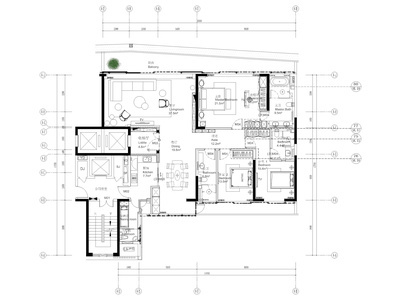 [深圳]217㎡现代三居家装样板间装修施工图 平层