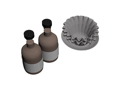 咖啡糖浆瓶与花边托盘