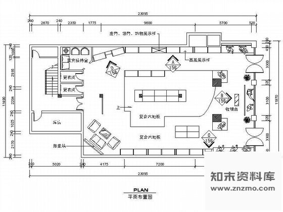 施工图三个服装店装修方案图