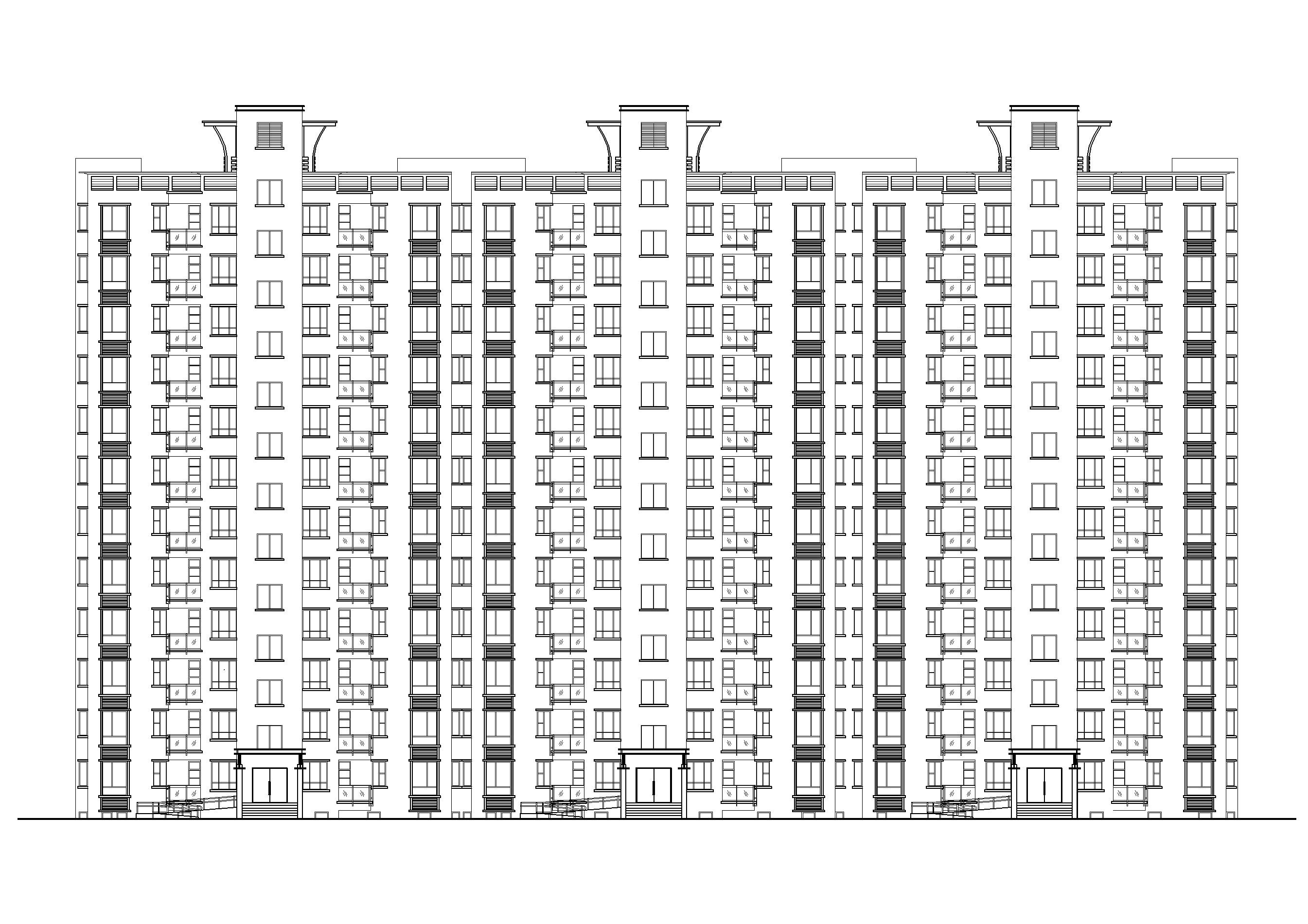 某板式十二层小高层住宅楼建筑施工图