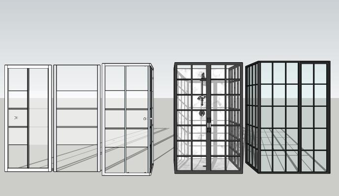 现代玻璃金属格隔断 淋浴房