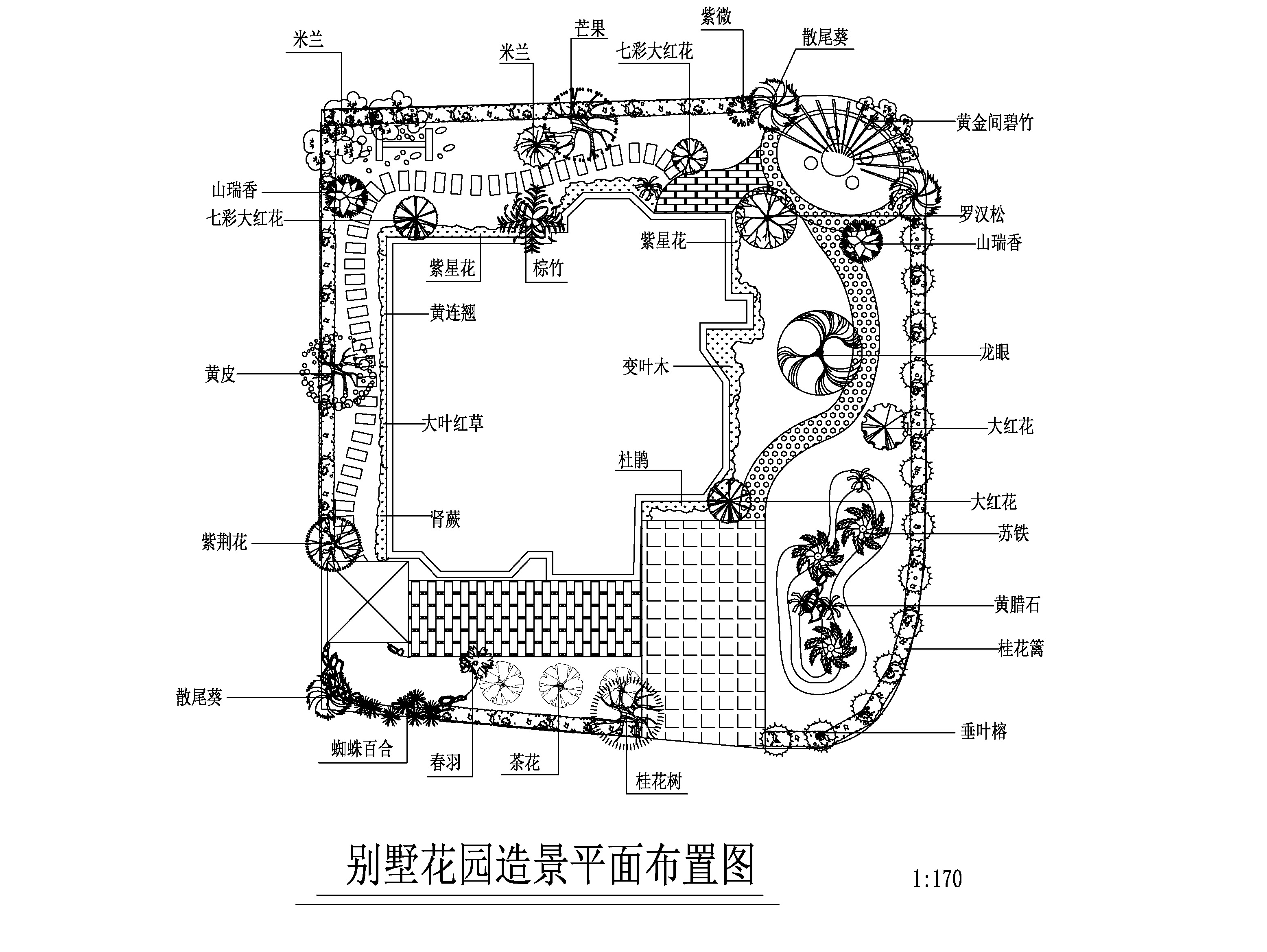 别墅花园造景平面布置图