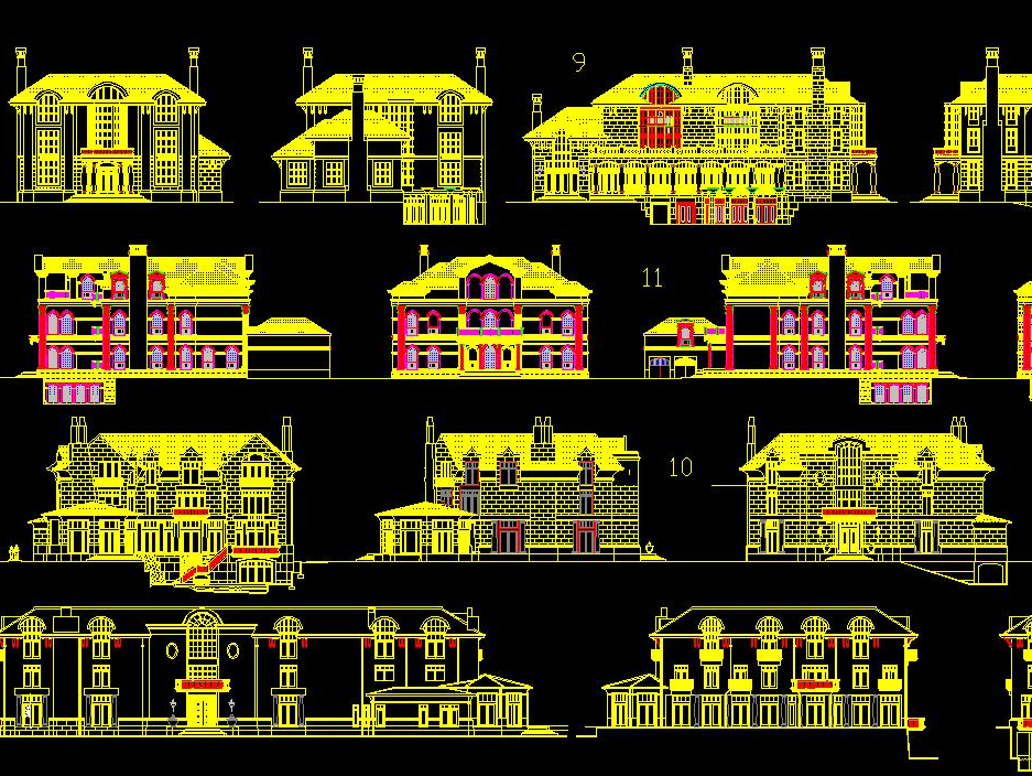 HBA-欧式建筑外立面图块cad