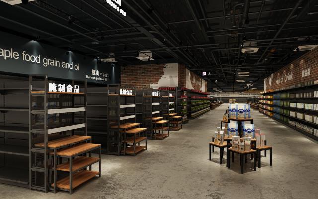 工业风超市 工业风钢木