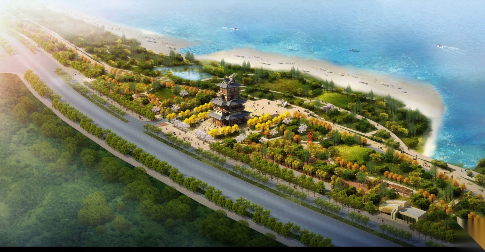 园林古建筑中式园林建筑模型规划设计 居住区景观
