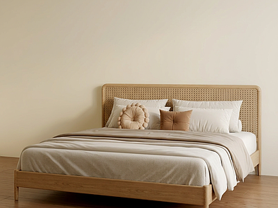 藤编床头双人床双人床