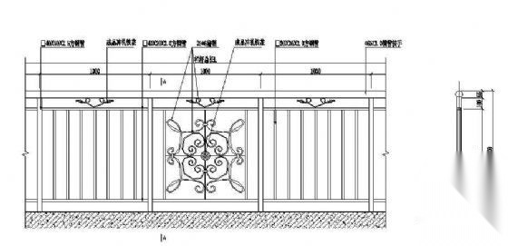 铁艺栏杆立面图 柱