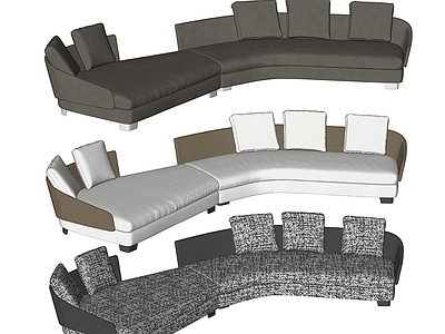 现代多人沙发 抱枕国外 弧形 布艺