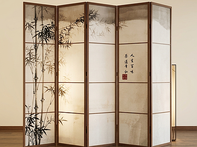 竹画书法隔断屏风其他架子