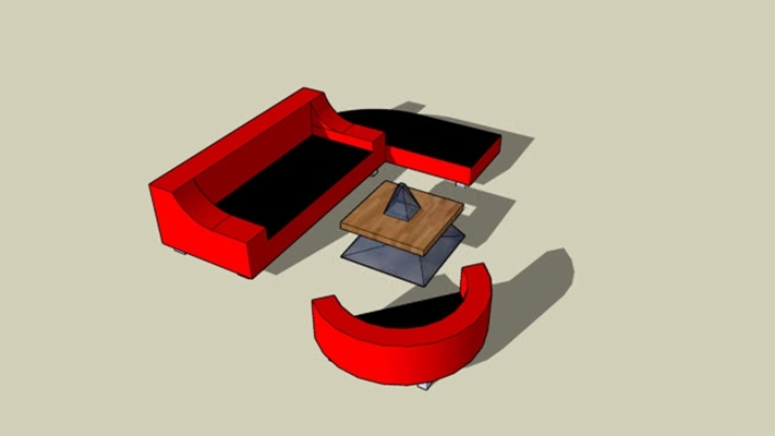 沙发茶几组合 草图大师模型