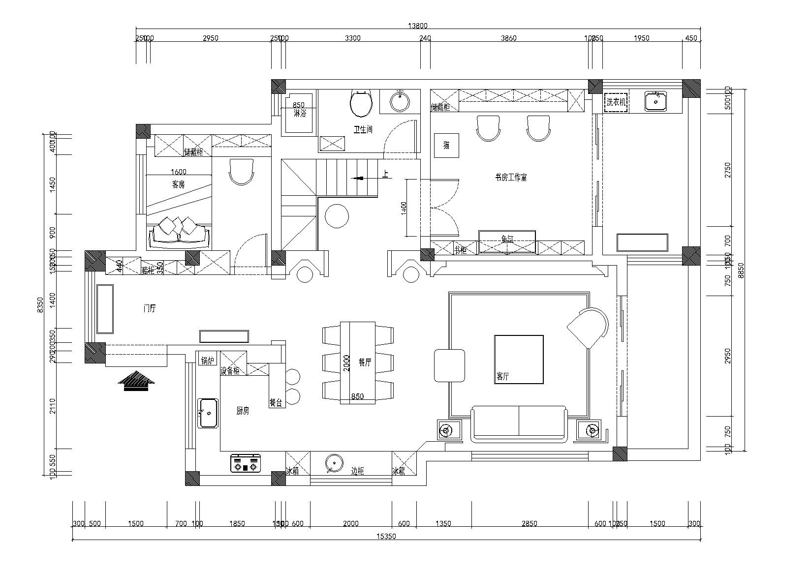 [江苏]南京混搭风双层别墅施工图_附效果图