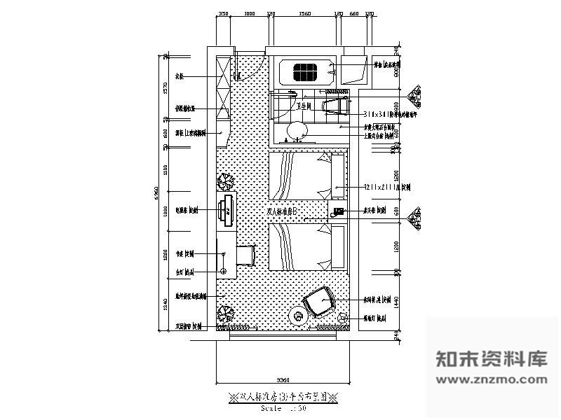 双人标准客房 施工图 客房