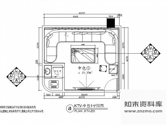 施工图豪华KTV包厢室内装修图Ⅲ