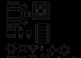 餐饮桌椅CAD平面布置图 平面图块