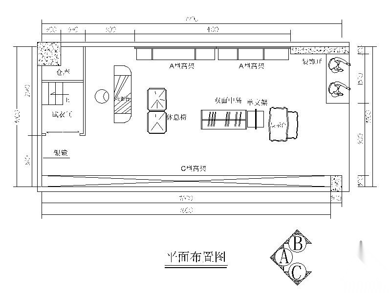 某服饰专柜展示室内装修图