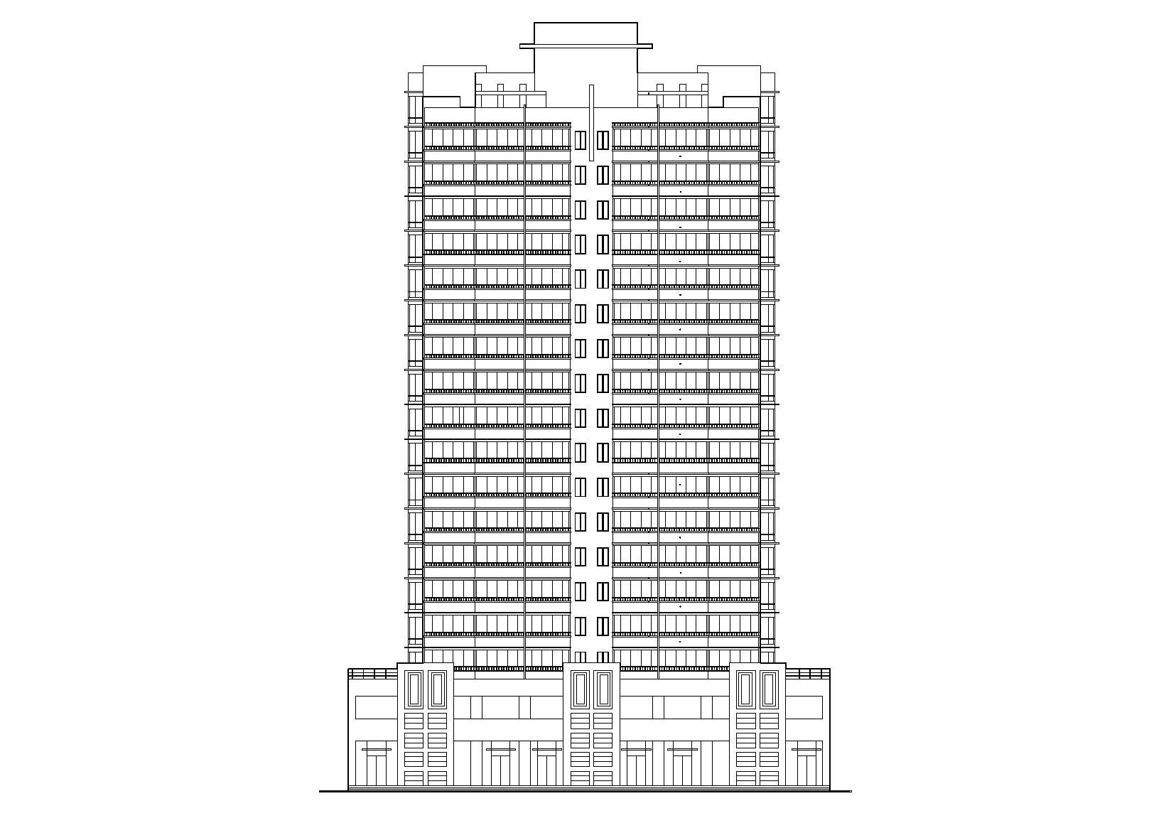 高层一梯四户塔式底商公寓楼建筑施工图