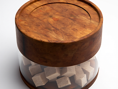 带盖玻璃罐 含石