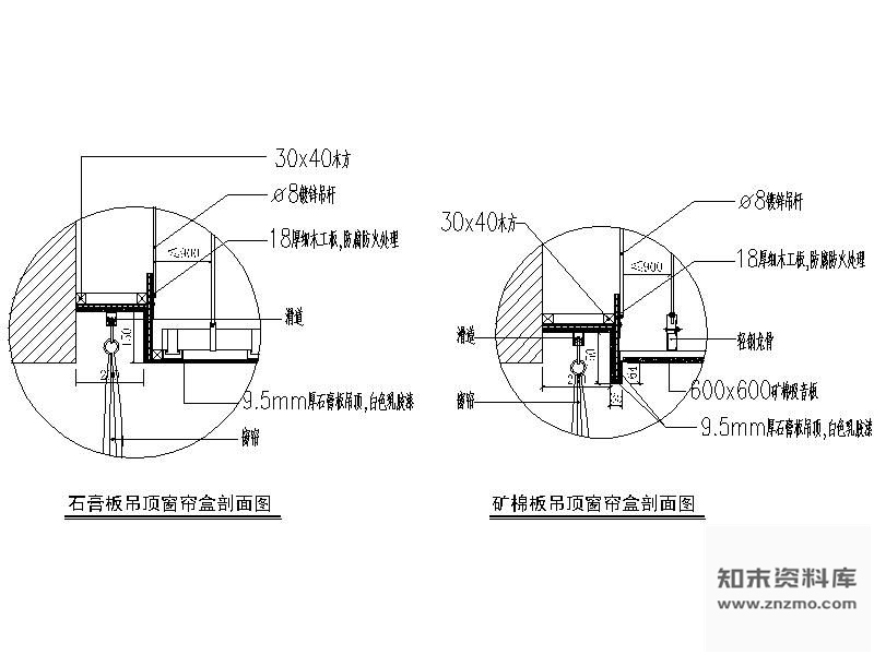 图块/节点窗帘盒剖面图