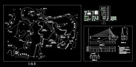 大连市动物园斜拉桥CAD全套设计施工