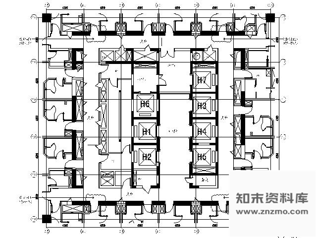 施工图酒店客房走廊及电梯厅施工图 酒店客房