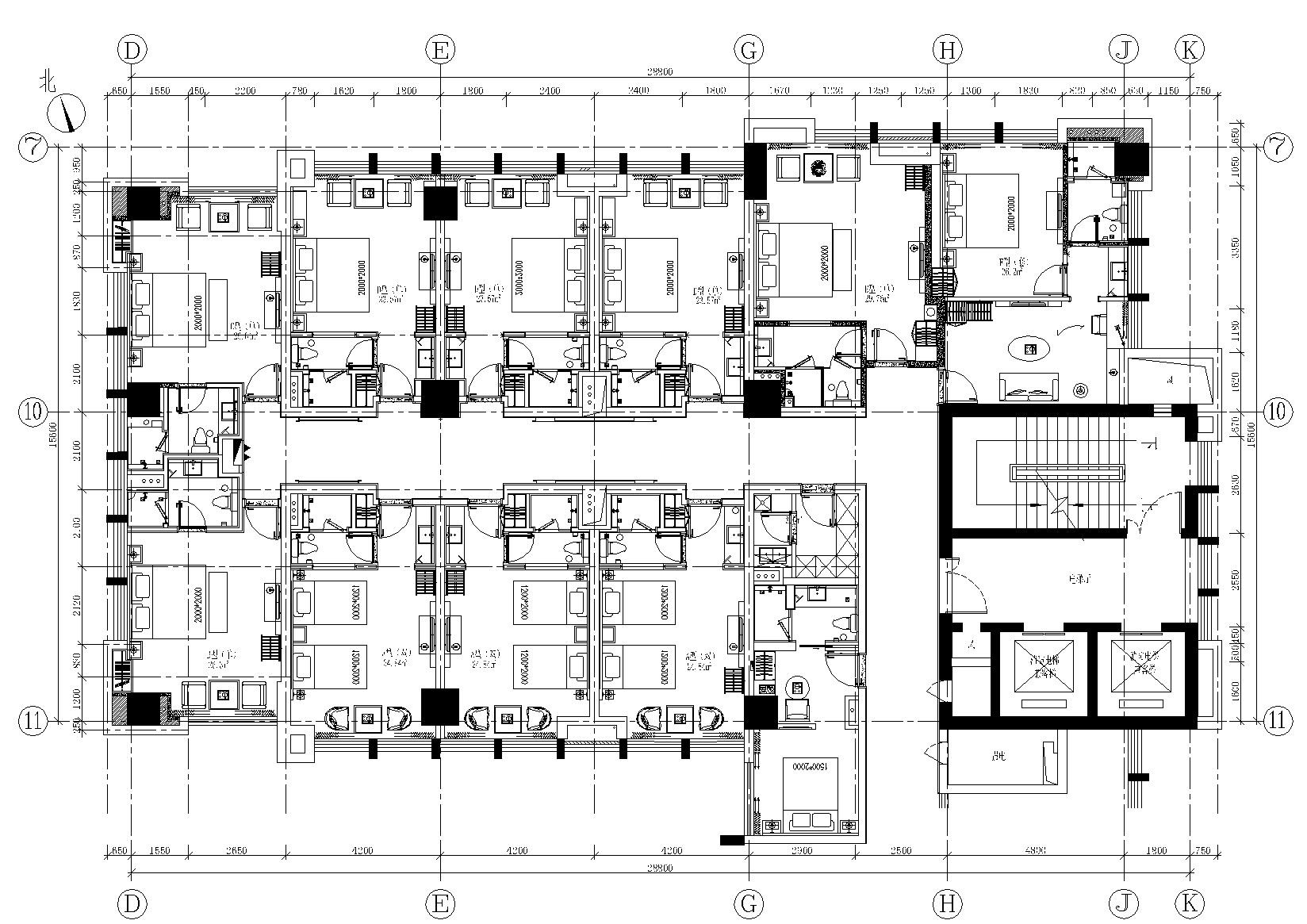 [武汉]-街道口亚朵酒店施工图+效果图