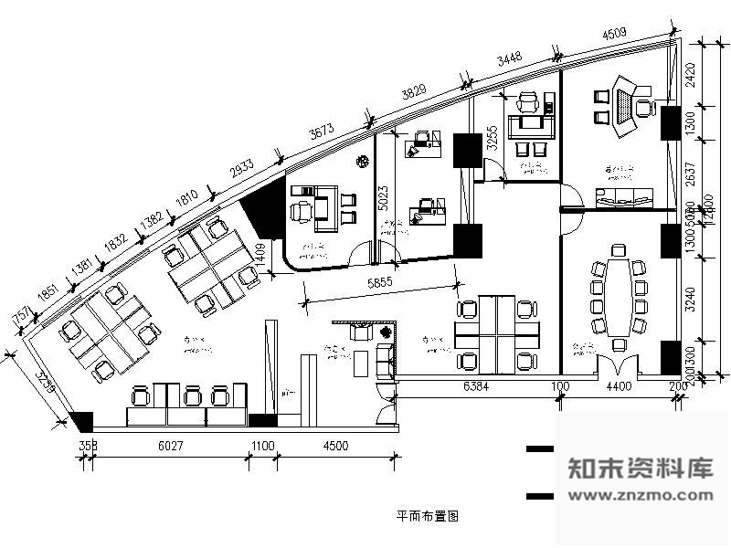 湖北某大厦办公室装修平面图