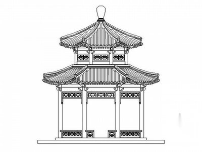 [仿古建]八柱重檐八角凉亭及曲桥组合施工图