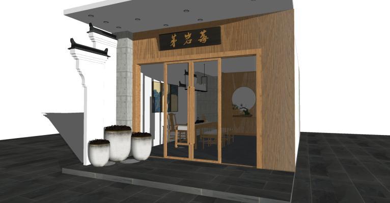 新中式风格茶叶店 茶馆 茶具 专卖店 门头