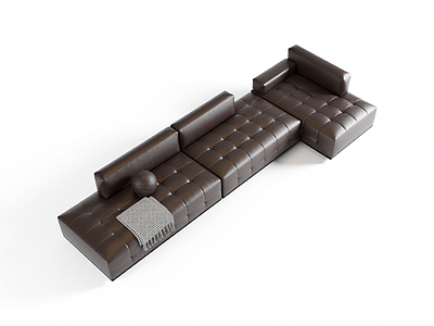 深色皮质沙发组合