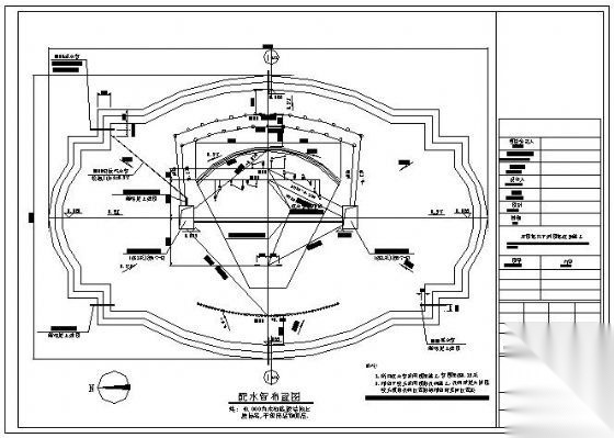 某雕塑喷泉给排水设计图 建筑给排水