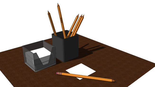 桌上的东西。 其他 铅笔 风车 筷子 盒子