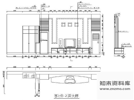 图块/节点电视机背景墙立面设计 墙面节点
