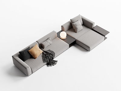 现代L型沙发组合