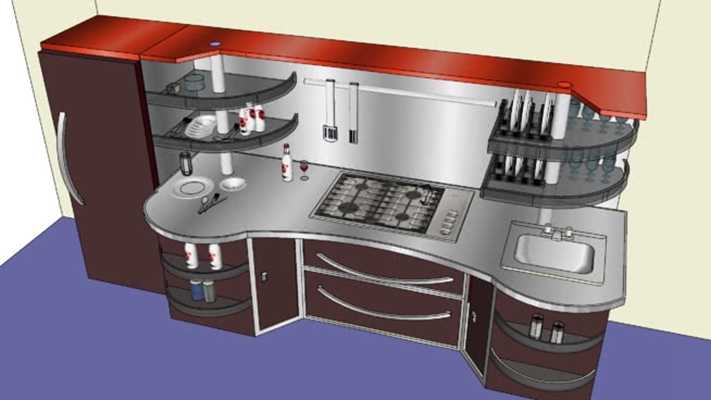 家居开放厨房 草图大师模型