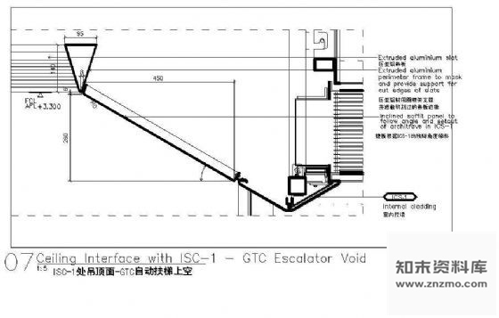 图块/节点ISC-1处吊顶面-GTC自动扶梯上空